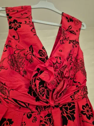 Vestido fiesta rosa y negro floral