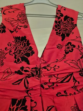 Vestido fiesta rosa y negro floral