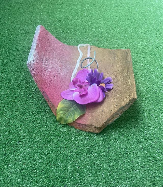 Piedra Decorativa Rústica Con Flores