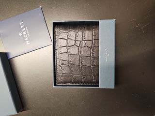 Cartera Hackett London Piel Cocodrilo Negra