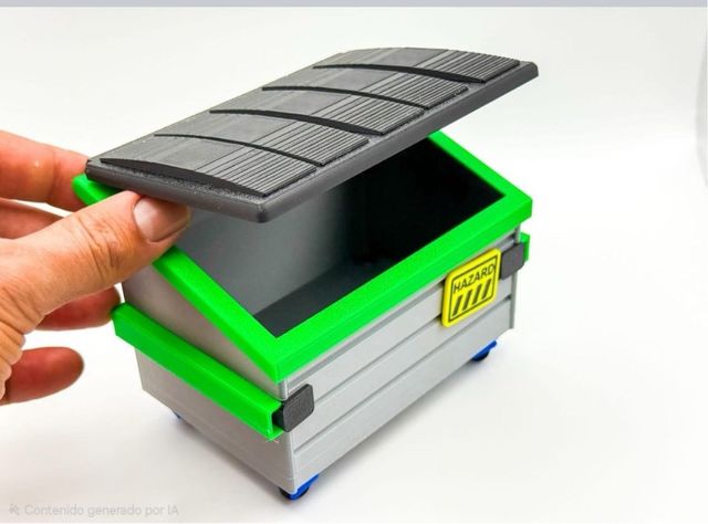 Cubo Basura Escritorio Gris y Verde