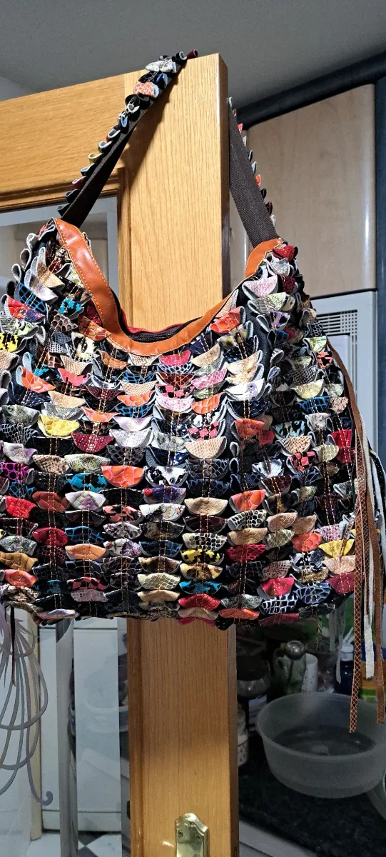 Bolso de piel multicolor