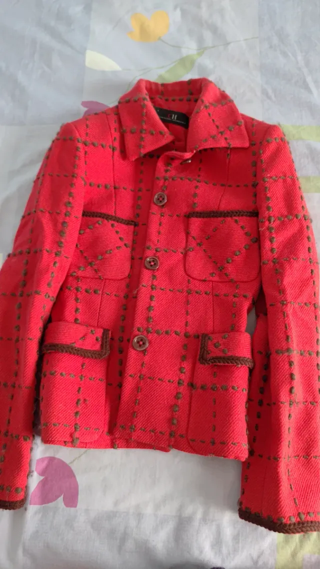 Chaqueta Carolina Herrera Roja Cuadros
