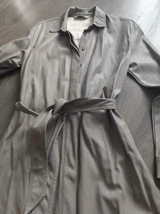 Gabardina Stradivarius Gris Talla S