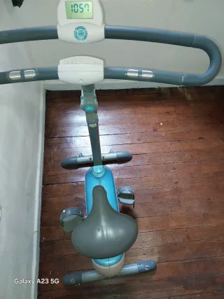 Bicicleta Estática Fitness Azul y Gris