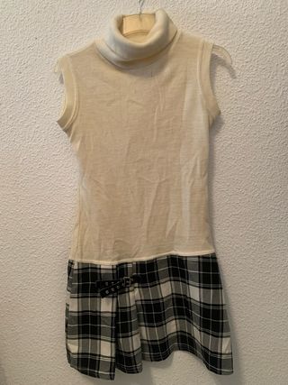 Vestido de punto con falda de cuadros