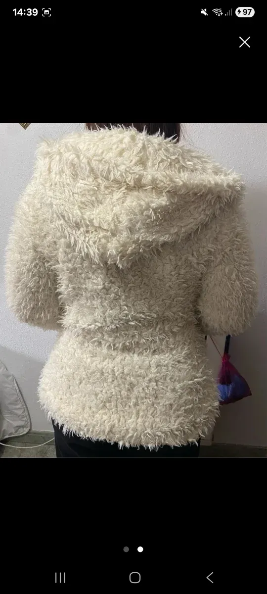 Abrigo de pelo blanco talla única