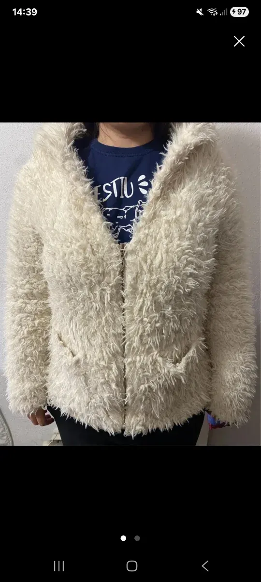 Abrigo de pelo blanco talla única