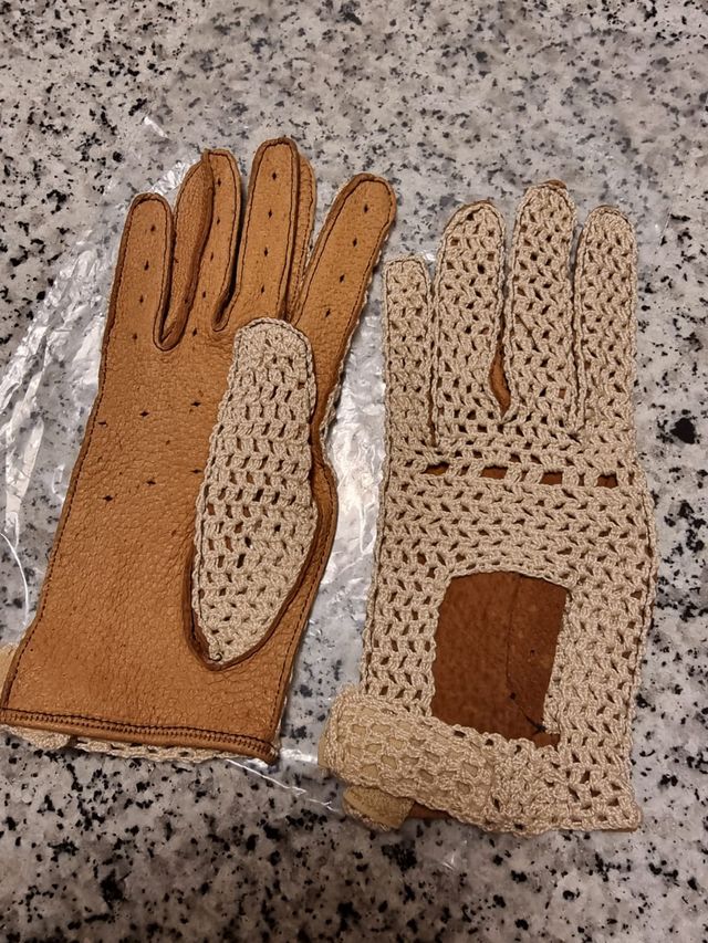 Guanti da guida in pecari e cotone, da donna