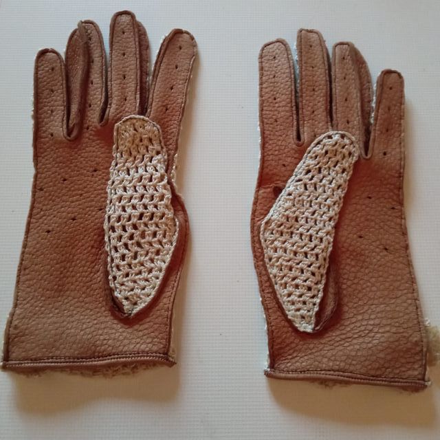 Guanti da guida in pecari e cotone, da donna