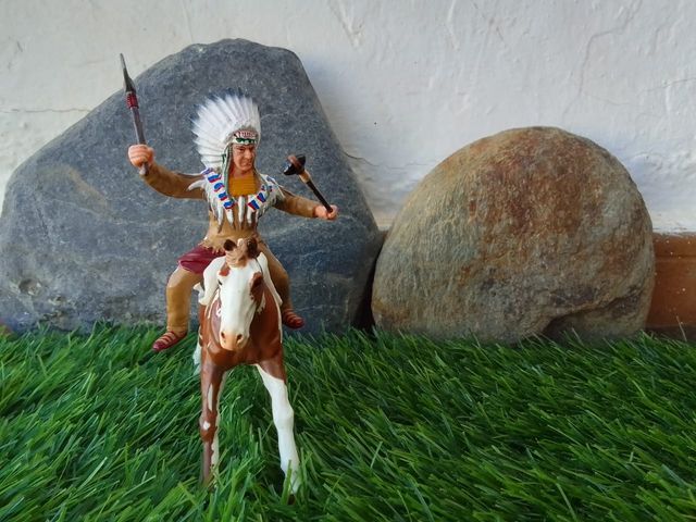 Figura Papo indio con cavallo Selvaggio West 1999
