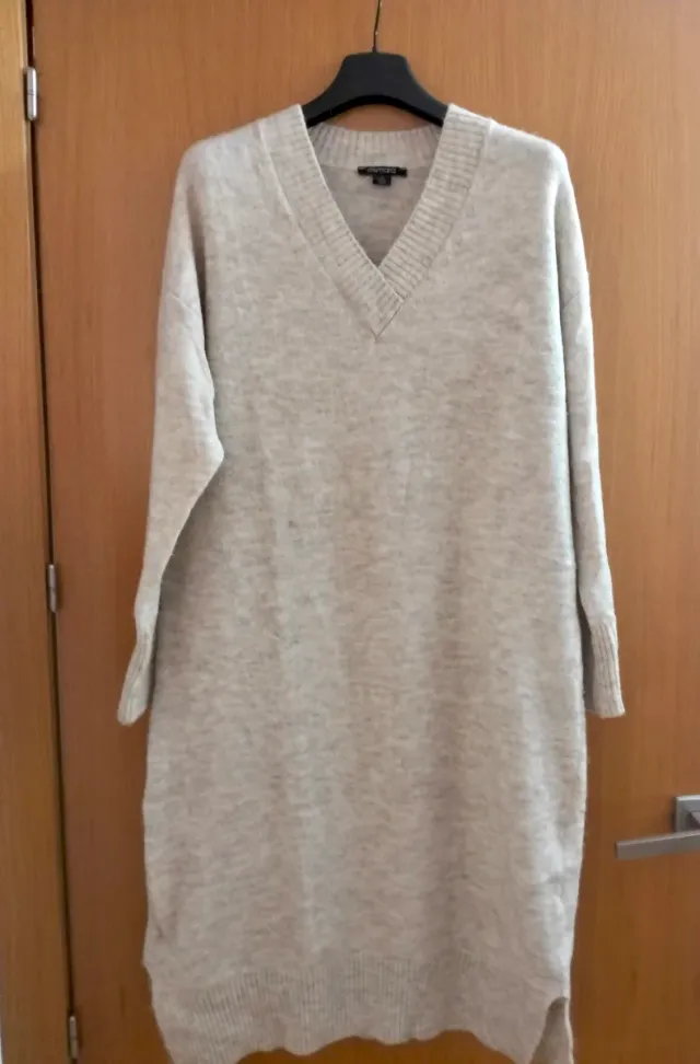 Vestido de punto beige talla M