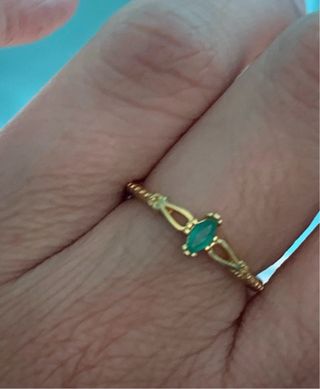 Anillo Oro Chapado Esmeralda Natural Marquise