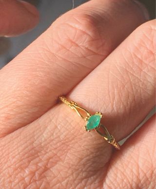 Anillo Oro Chapado Esmeralda Natural Marquise