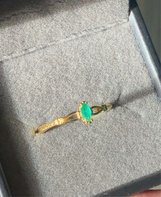 Anillo Oro Chapado Esmeralda Natural Marquise