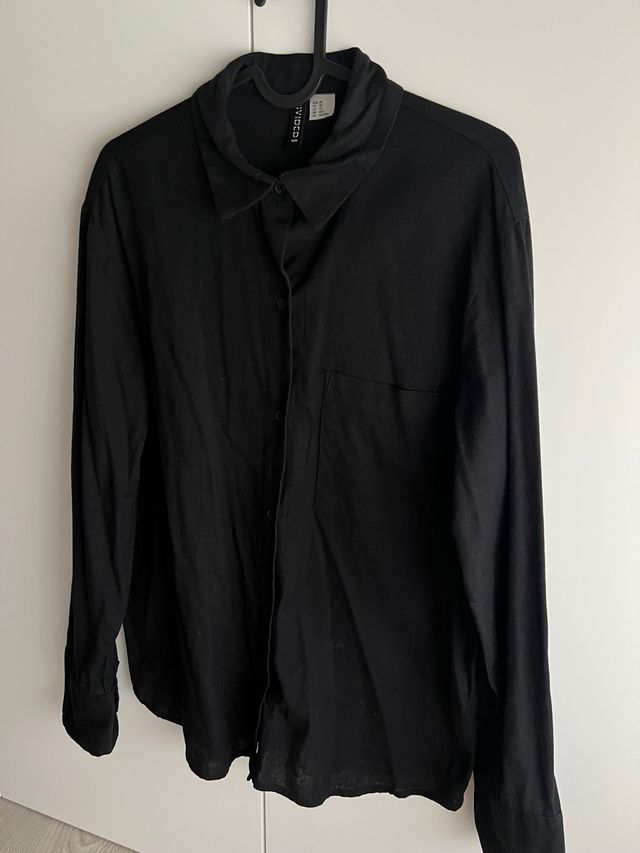 Camisa de lino negra