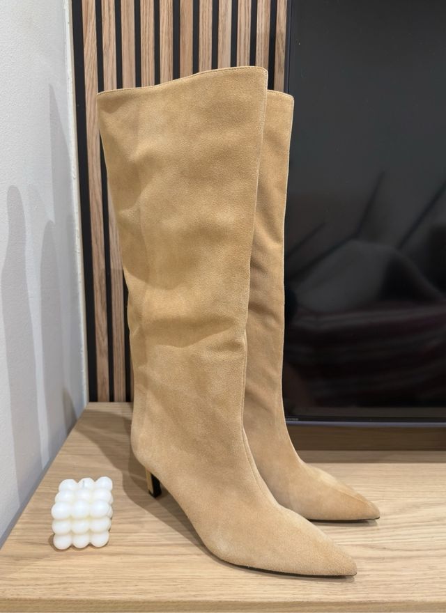 Botas Zara Piel Serraje marrón Talla 39
