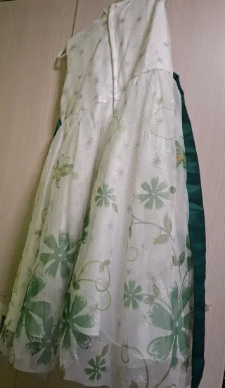 Vestido fiesta niña 8/9 años blanco y verde