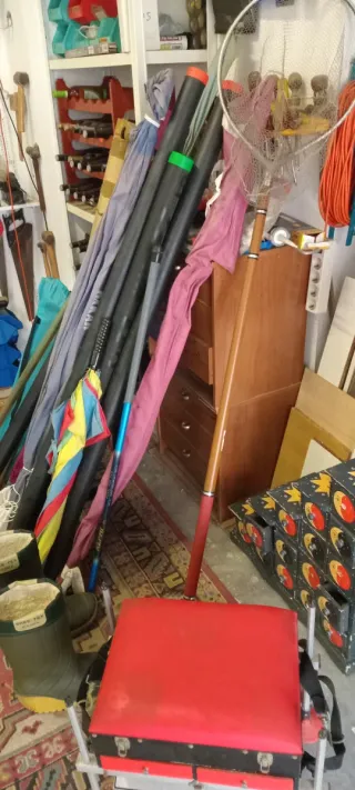 Lote de cañas de pescar y accesorios