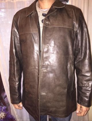 Chaquetón de piel marrón hombre