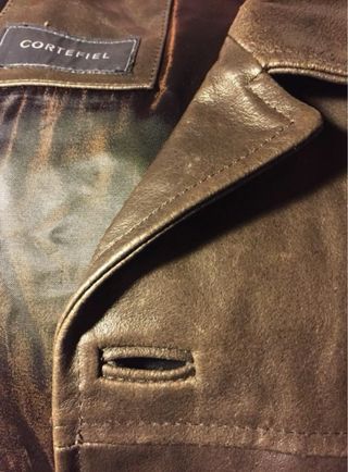 Chaquetón de piel marrón hombre