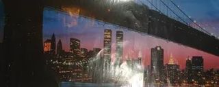 Póster Puente Brooklyn con Torres Gemelas