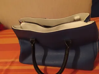 Borsa donna geometrica blu e bianca