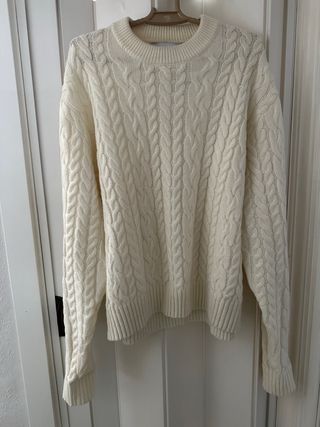 Jersey trenzado blanco hombre