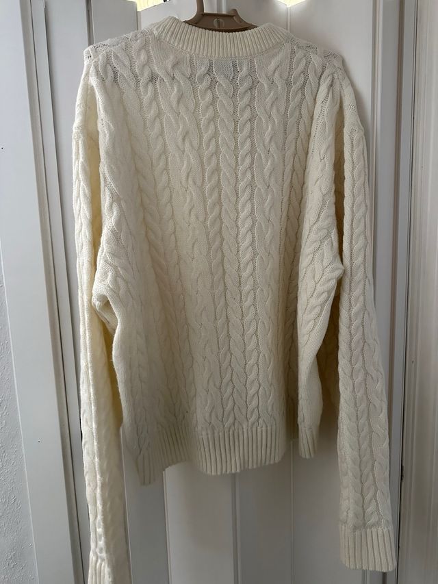 Jersey trenzado blanco hombre