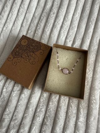 Pulseira Rosa e Dourada com Pedra