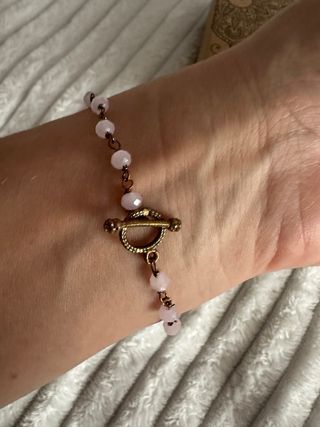 Pulseira Rosa e Dourada com Pedra