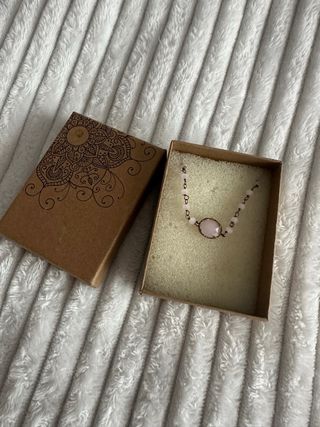 Pulseira Rosa e Dourada com Pedra