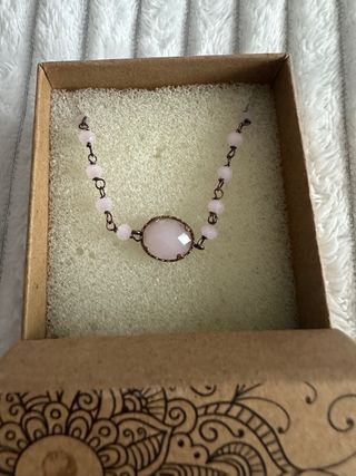 Pulseira Rosa e Dourada com Pedra