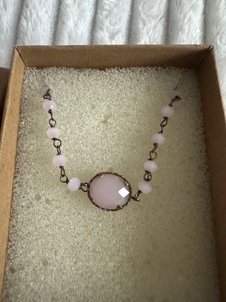 Pulseira Rosa e Dourada com Pedra