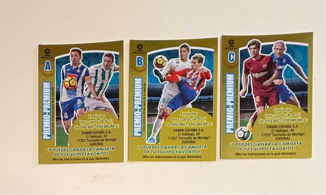 Adrenalyn 17/18 Premio-Premium Cartas A, B, C