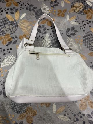 Bolso blanco mujer lazo metálico