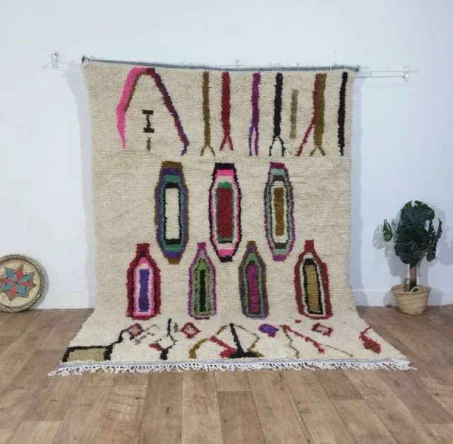 Alfombra de lana tejida a mano multicolor