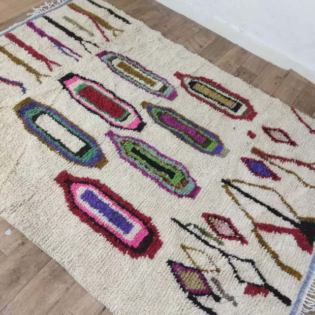 Alfombra de lana tejida a mano multicolor