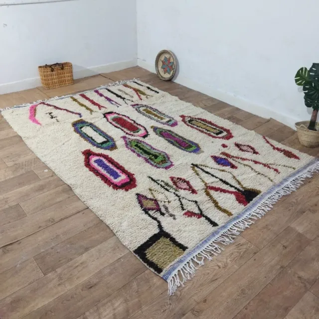 Alfombra de lana tejida a mano multicolor