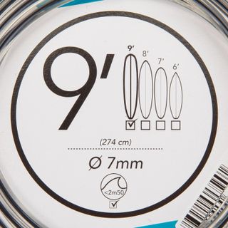 Leash Surf Longboard Negro 9' (275 cm) Diámetro 7 mm