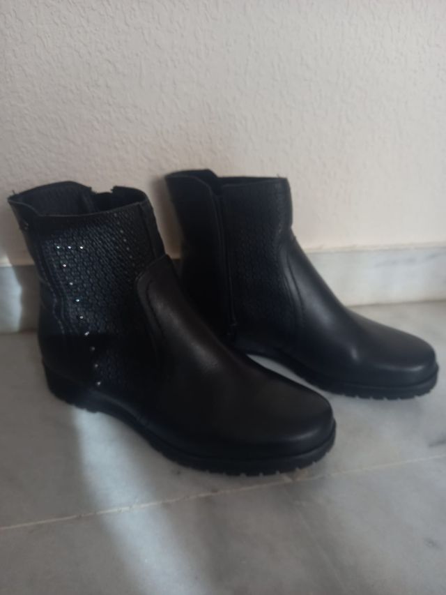 Botas Bottero Cuero Mujer Negras
