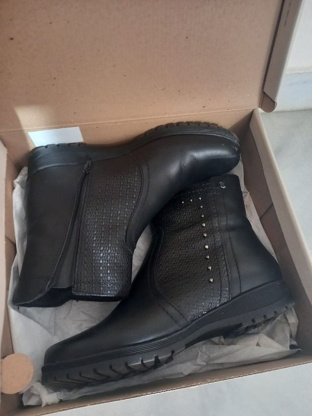 Botas Bottero Cuero Mujer Negras