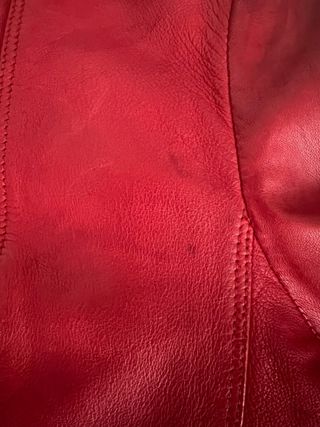 Cazadora Biker Piel Roja Massimo Dutti