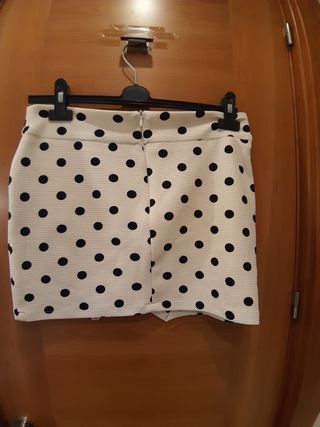 Falda lunares blanca talla L elástica