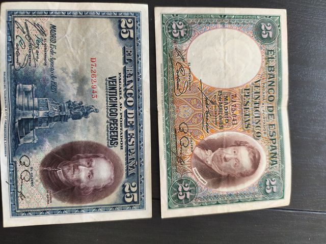 Billetes antiguos españoles 100/50/25 pesetas