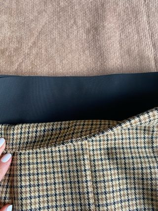 Falda Zara Talla S Cuadros Beige Marrón