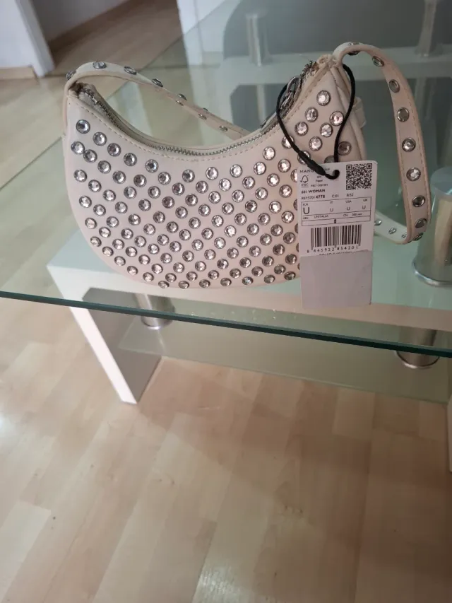 Bolso Mango blanco con pedrería