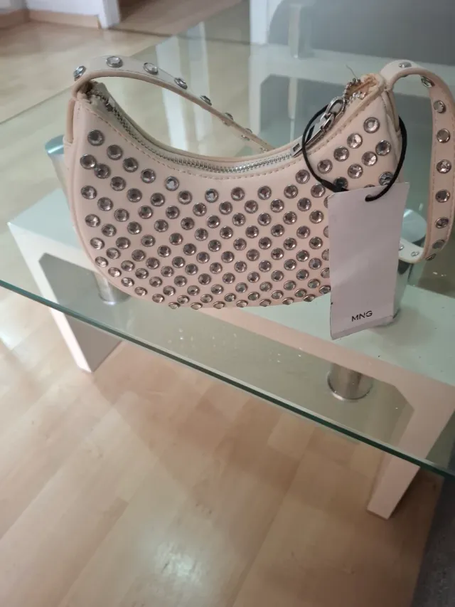 Bolso Mango blanco con pedrería