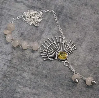 Collar Plata Citrino y Piedra Luna