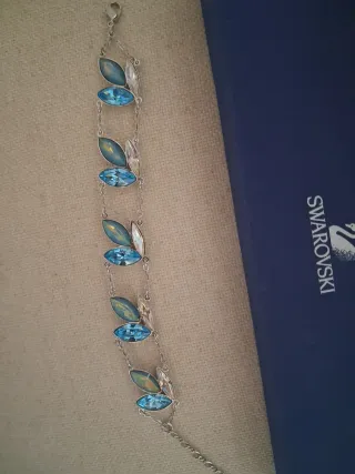 Pulsera Swarovski Cristales Azules y Plateados